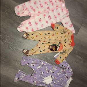 3 Adorable baby  onesie- Pink, Beige, and Purple